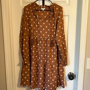Brown mini dress with flowers-XL